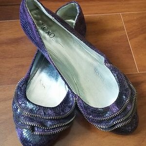 Purple snakeskin ballet flats